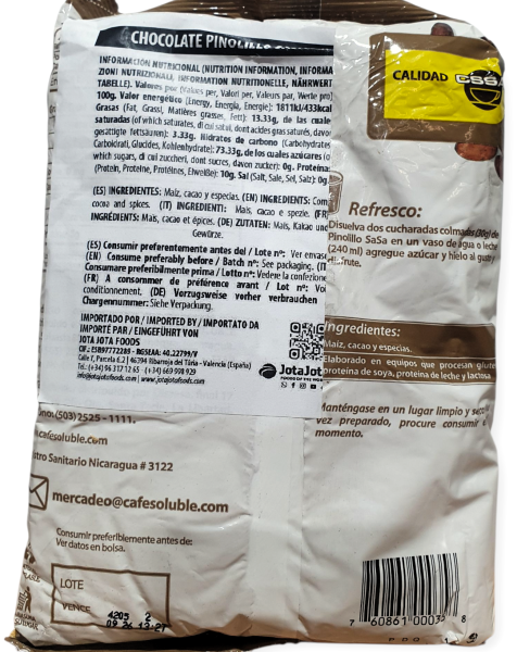 SCHOKOLADE PINOLILLO SASA 400 GR (NICARAGUA)