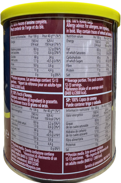 Avena Quaker Lata 500g